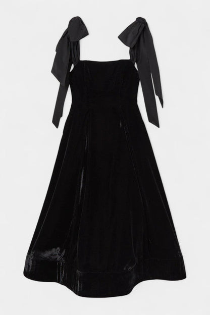 Ajla Strapless Velvet Midi Dress with Bow