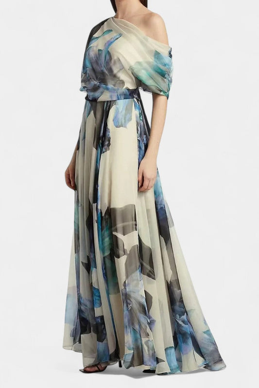 Sanaa Abstract Floral One Shoulder Dress