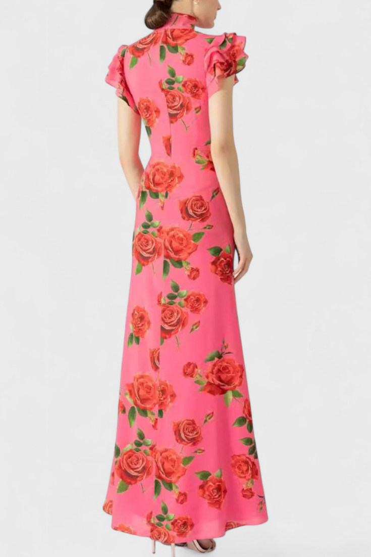 Mayra Qipao Dress with Rose Print