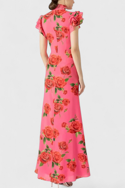 Mayra Qipao Dress with Rose Print