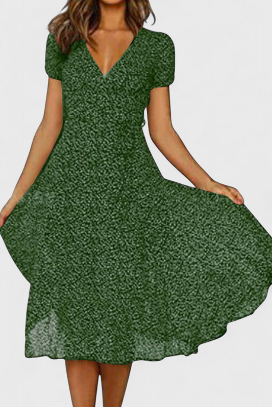 Nuria Casual Midi Dress with V-Neckline