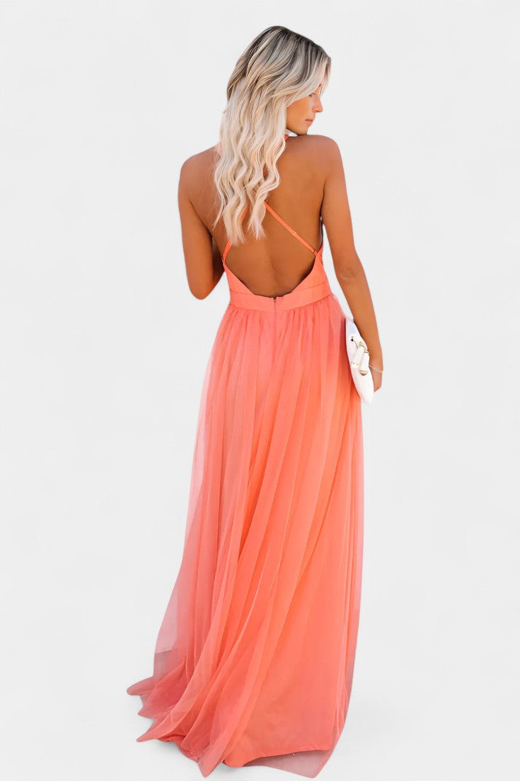 Gergana Sleeveless Tulle Maxi Dress