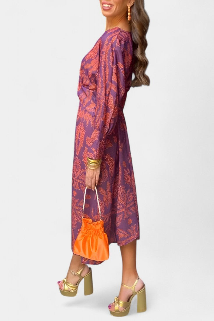 Elara Soft V-Neck Dress with Knot Detail