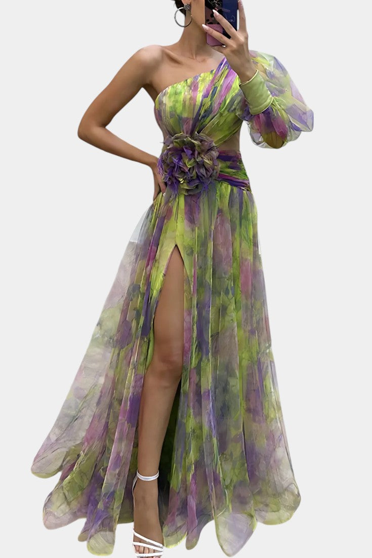 Amelie Asymmetric One Shoulder Maxi Dress