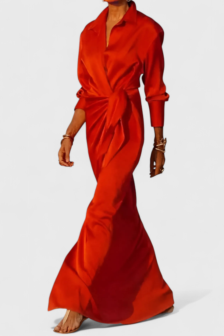 Marbella Long Party Dress with Ribbon