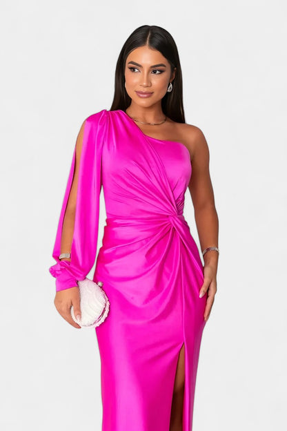 Charlotte One Shoulder Draped Asymmetrical Dress