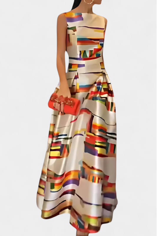 Zara Open Back Dress with Artistic Design