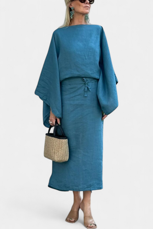 Kamilia Linen and Cotton Blend Kimono Dress