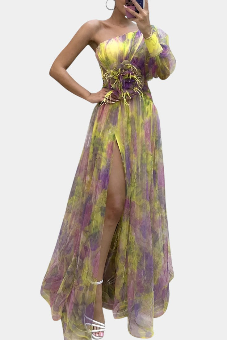 Amelie Asymmetric One Shoulder Maxi Dress