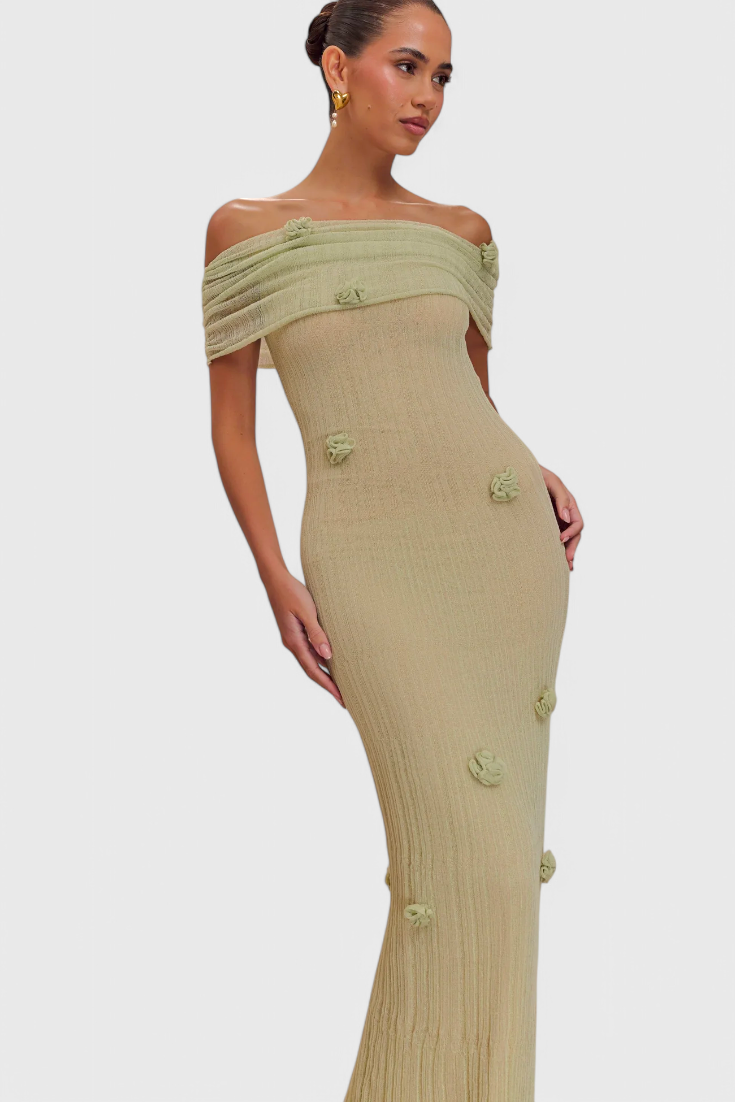 Barbara Off-the-Shoulder Knit Maxi Dress