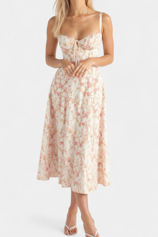 Flora A-Line Midi Dress with Corset