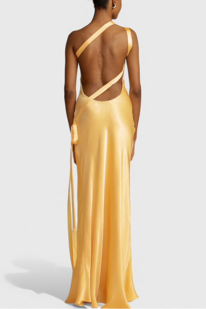 Lucra Maxi Dress with Diagonal Straps and Open Back
