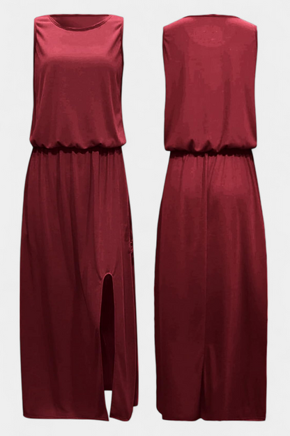 Dianne Sleeveless Side Slit Loose Fit Dress