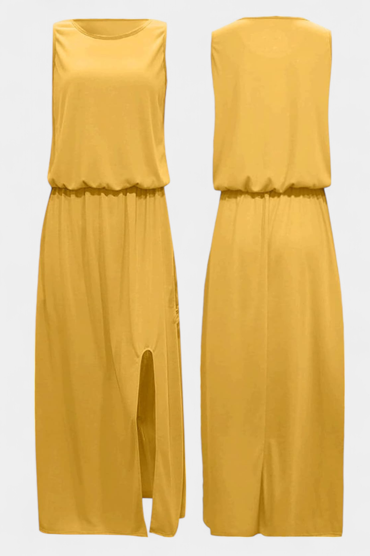 Dianne Sleeveless Side Slit Loose Fit Dress
