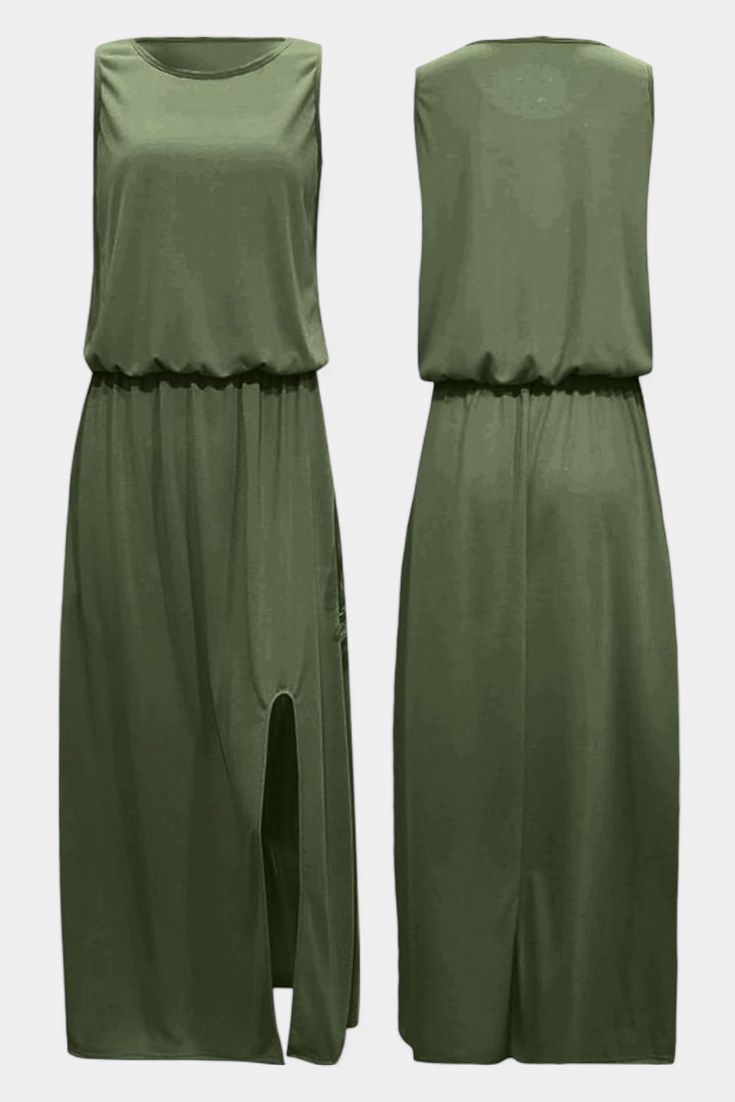 Dianne Sleeveless Side Slit Loose Fit Dress