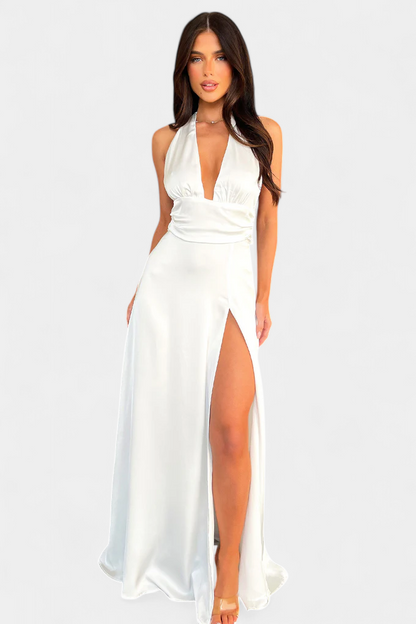 Latisha Halter Dress with Wide Slit