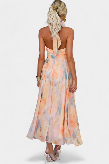 Alaia Halter Dress with Watercolor Print