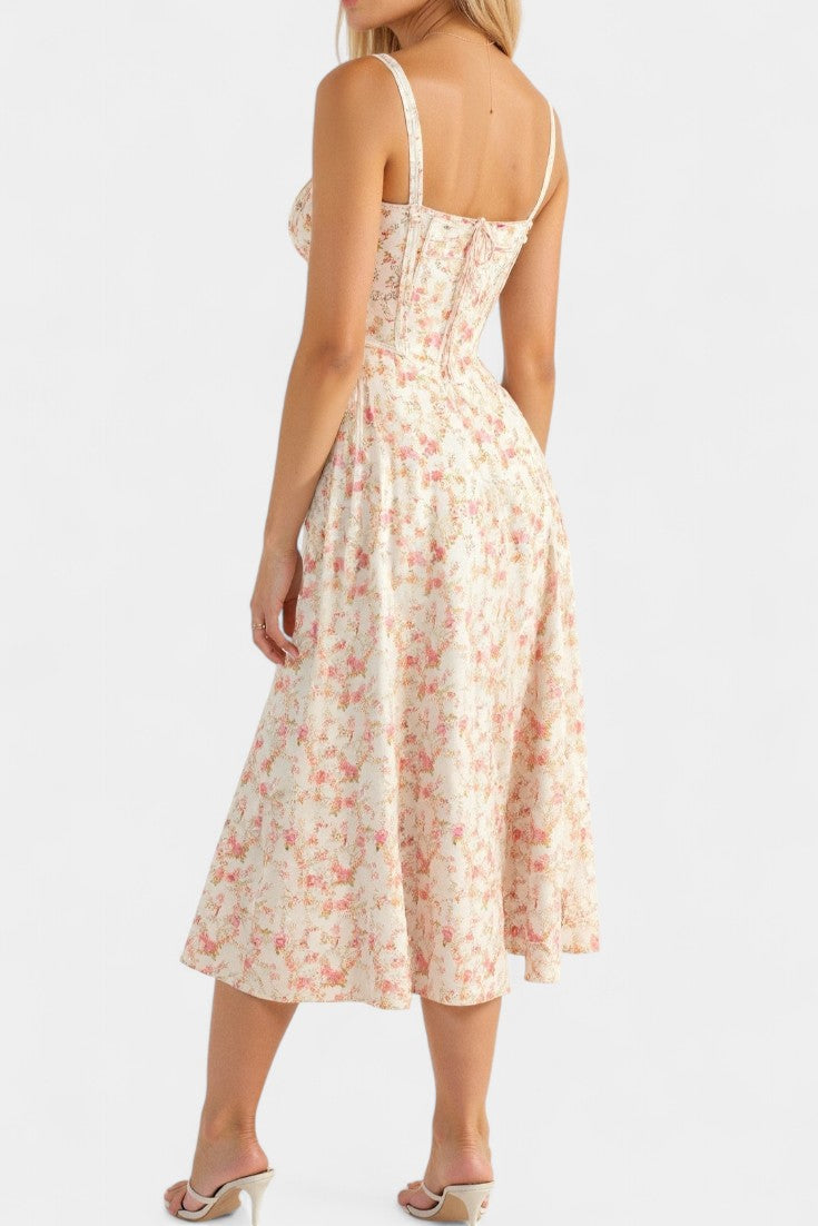 Flora A-Line Midi Dress with Corset