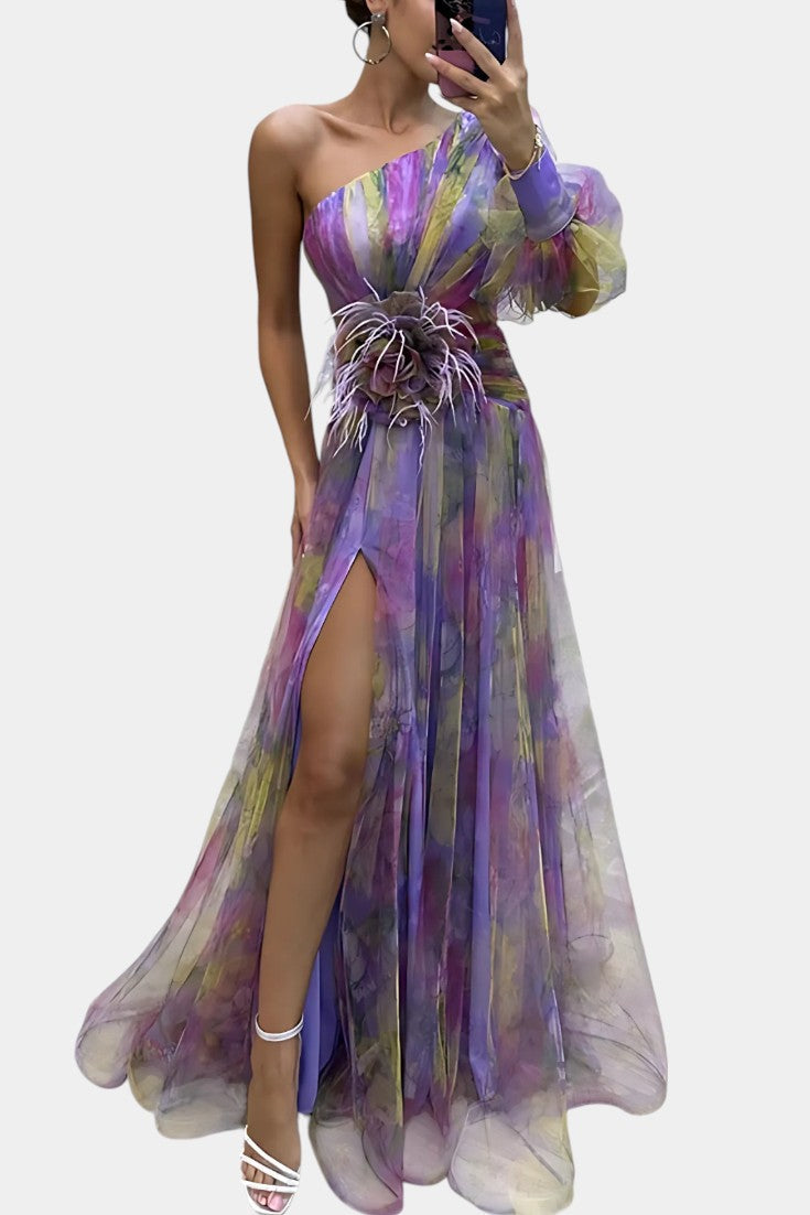 Amelie Asymmetric One Shoulder Maxi Dress