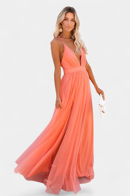 Gergana Sleeveless Tulle Maxi Dress