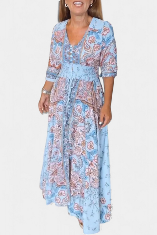 Dunya Casual Summer Dress with V-Neckline