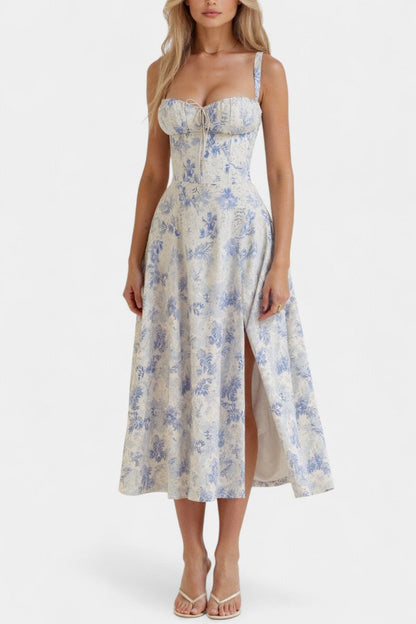 Flora A-Line Midi Dress with Corset