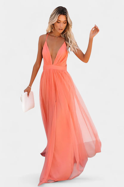 Gergana Sleeveless Tulle Maxi Dress
