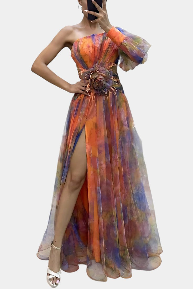 Amelie Asymmetric One Shoulder Maxi Dress