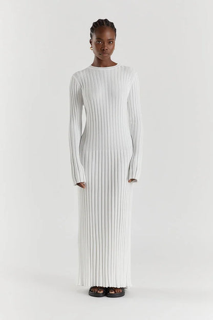 Gloria Ribbed Knit Dress with Belt