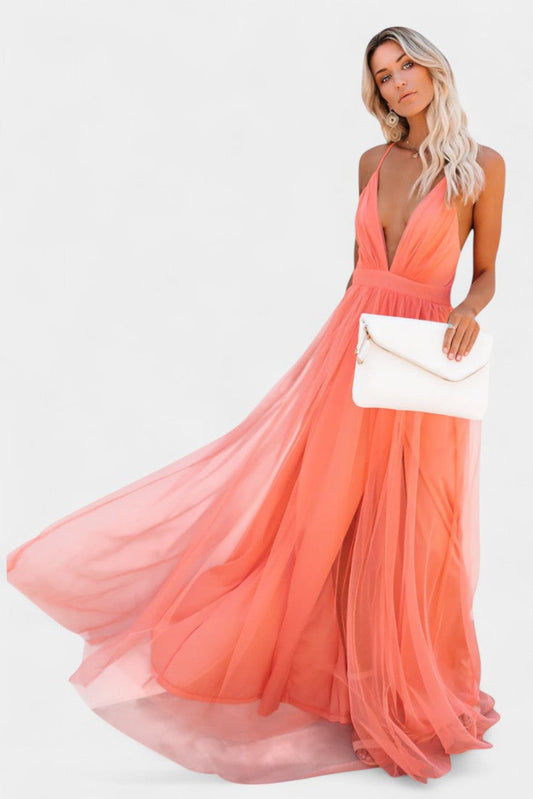 Gergana Sleeveless Tulle Maxi Dress