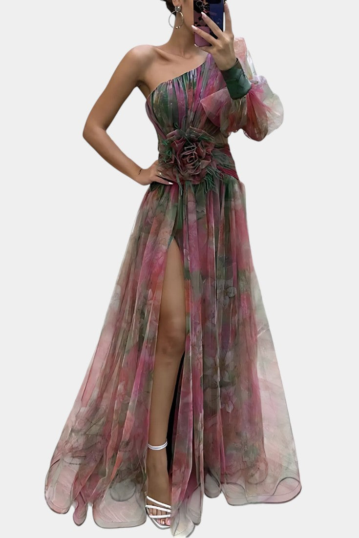 Amelie Asymmetric One Shoulder Maxi Dress