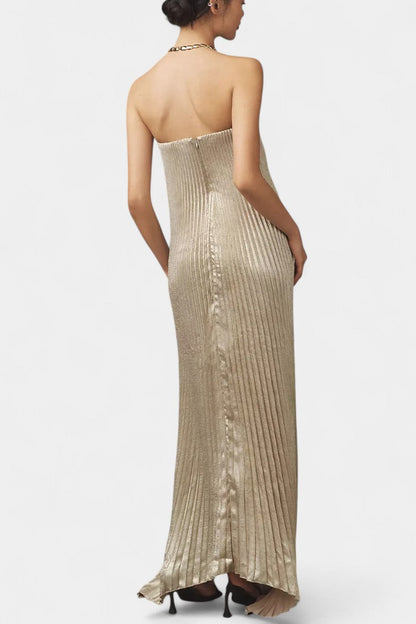 Andreia Sleeveless A-Line Dress with Pleats