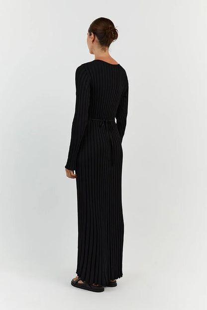 Gloria Ribbed Knit Dress with Belt