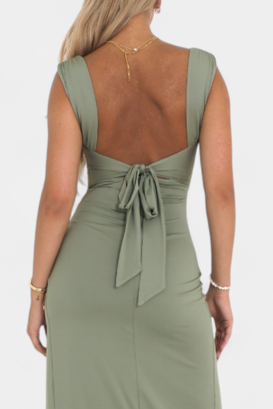 Viveka Elastic Waist Tie Back Dress