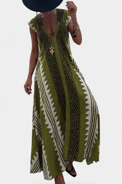 Dakota Bohemian Maxi Dress with Geometric Design