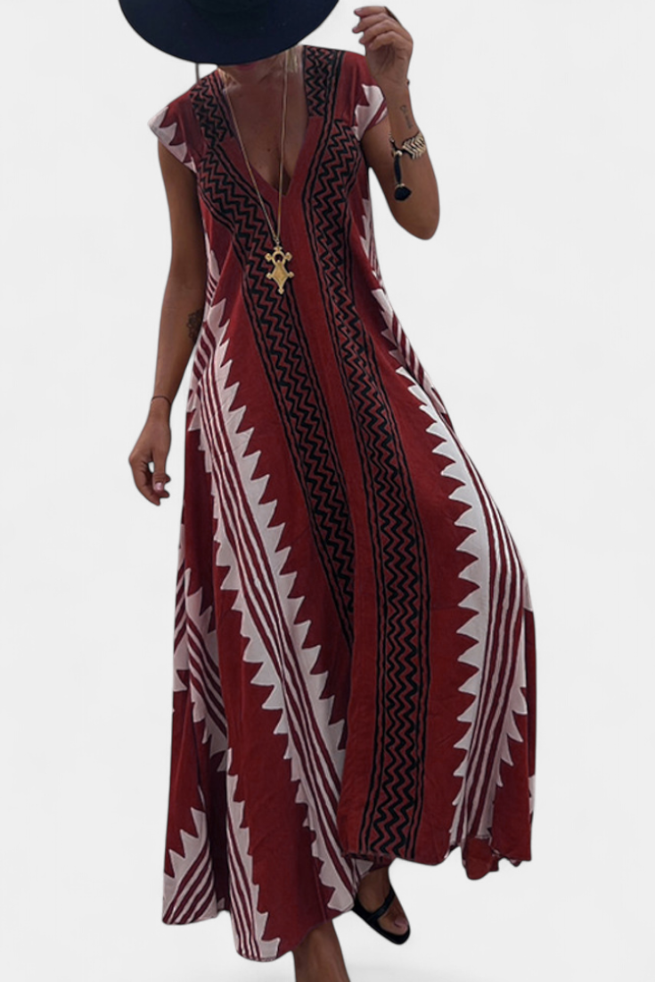 Dakota Bohemian Maxi Dress with Geometric Design
