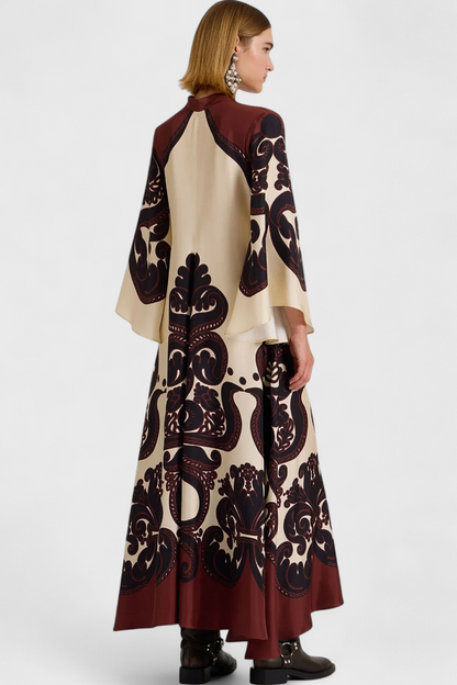 Maritza Dress with Grenadilla Print and High Neck