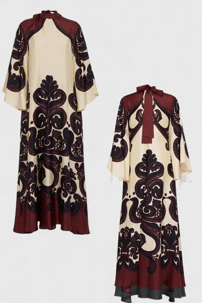 Maritza Dress with Grenadilla Print and High Neck