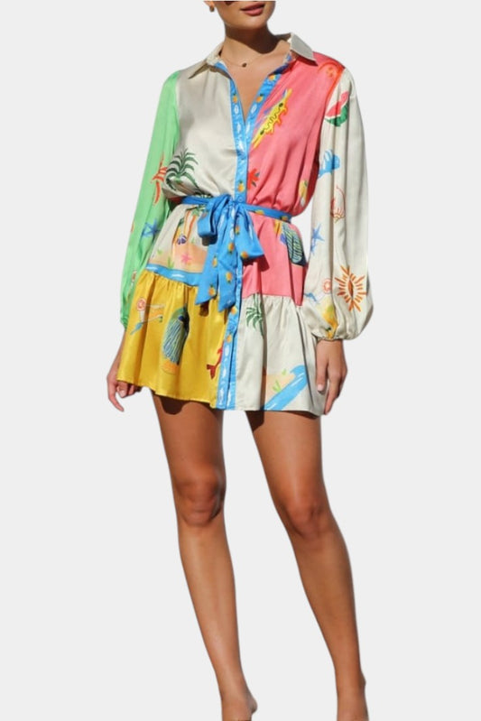 Fallon Multi-Color Printed Mini Dress
