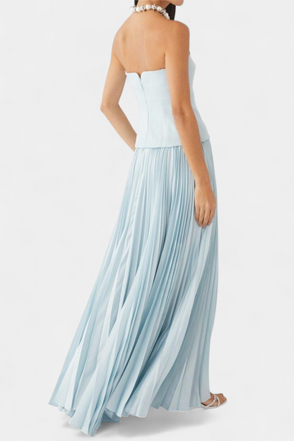 Clara Off-the-Shoulder Pleated Midi Dress