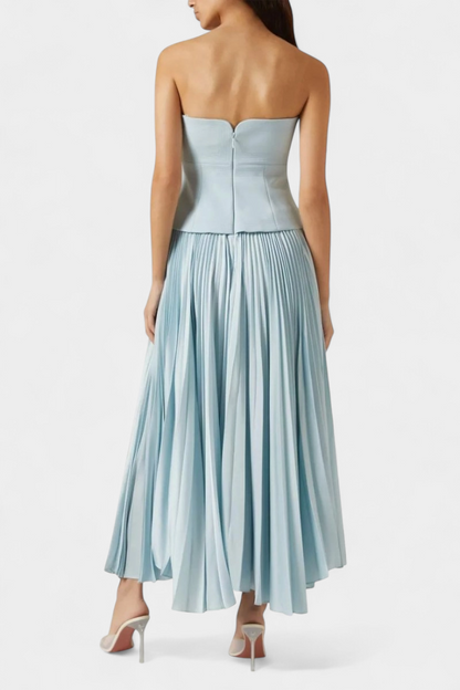 Clara Off-the-Shoulder Pleated Midi Dress