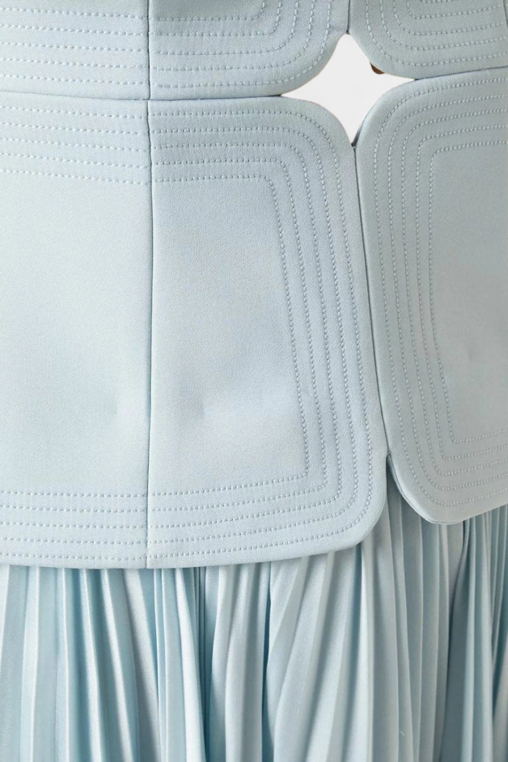 Clara Off-the-Shoulder Pleated Midi Dress
