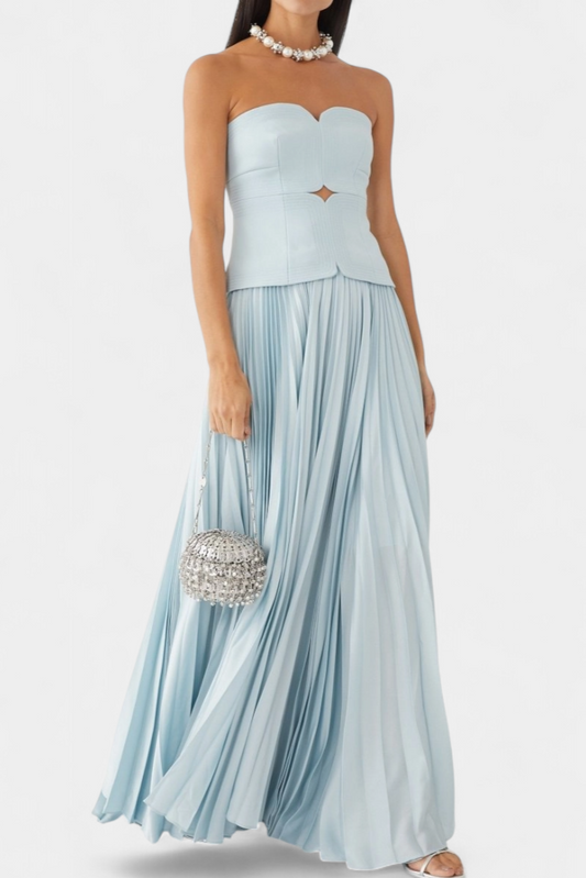 Clara Off-the-Shoulder Pleated Midi Dress