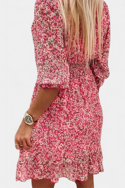 Benicia Floral Dress with Puff Sleeves and Fun Hem