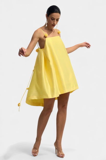 Hedda Mini Dress with Pink Detail and Spaghetti Straps