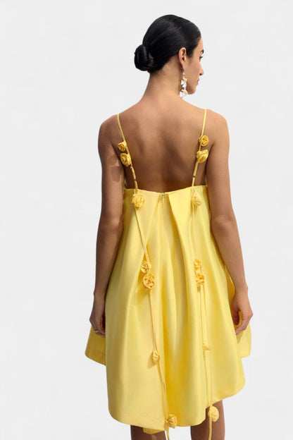 Hedda Mini Dress with Pink Detail and Spaghetti Straps