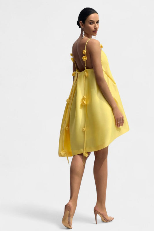 Hedda Mini Dress with Pink Detail and Spaghetti Straps