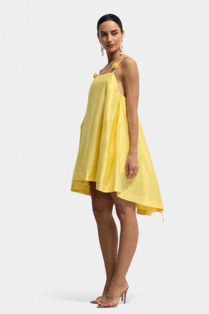 Hedda Mini Dress with Pink Detail and Spaghetti Straps