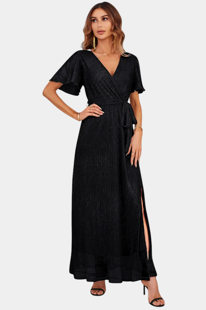 Esperanza Wrap Maxi Dress with Ruffle Sleeves