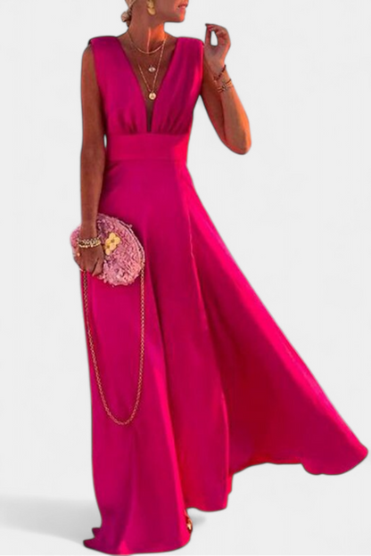 Salma A-line Dress with Minimalist Print and V-Neckline